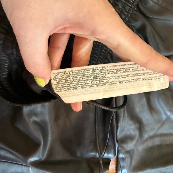 Mango Faux Leather Tapered Pants with Elastic Waistband and Drawstring - Picture 5 of 7